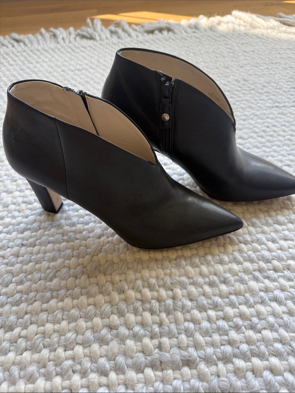 Cole Haan Black Pointed Leather Ankle Booties